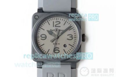 Replica Bell & Ross BR03 Grey Dial Grey Rubber Strap Ceramic Watch